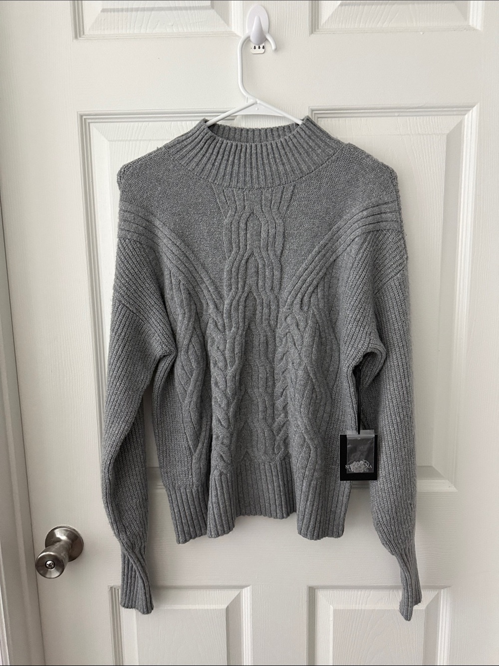 Vera Wang Cable Knit Mock Turtleneck Sweater